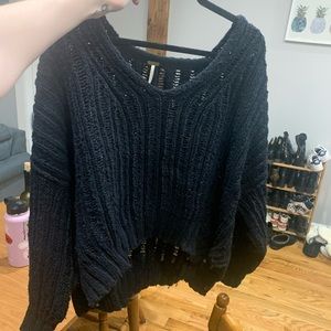 Free People Slouchy Black Sweater